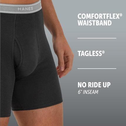 Hanes Mens Underwear Briefs, Cool Dri Moisture-Wicking Cotton No-Ride-up for Men, Multi-Packs Available Boxer, 12 Pack - Black, Small US