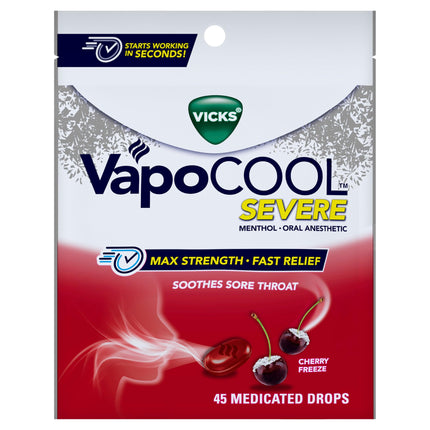 Vicks VapoCool Severe Medicated Sore Throat Drops,