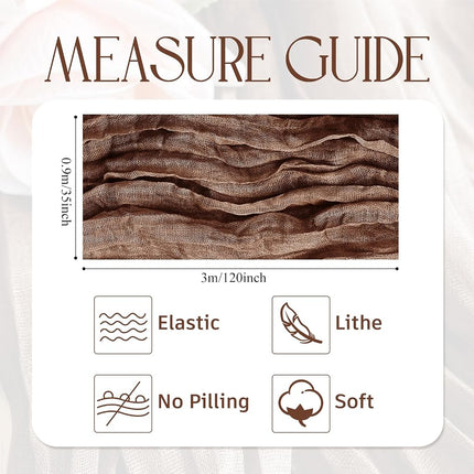 Wokceer Cheesecloth Table Runner Brown 10FT Boho Gauze Runner for Party