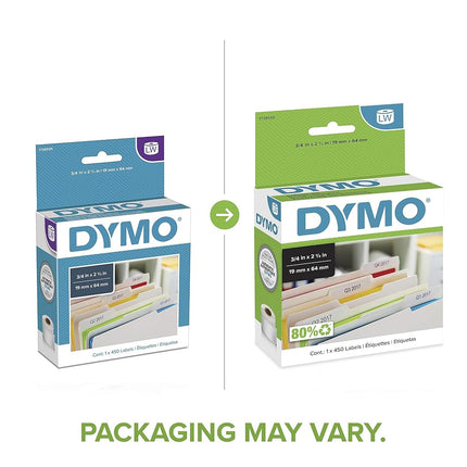 DYMO Authentic LW Barcode Labels for LabelWriter for Label Printers, White, 3/4'' x 2-1/2'', 1 roll of 450 (1738595)