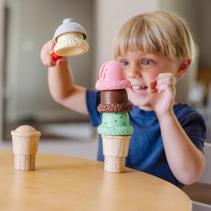 Melissa & Doug Scoop and Stack Ice Cream Cone Wooden Magnetic Pretend Play Food Set, Preschool Toy Play Ice Cream Set, Pretend Food, Toy For Toddlers And Kids Ages 3+ - FSC Certified - FSC Certified