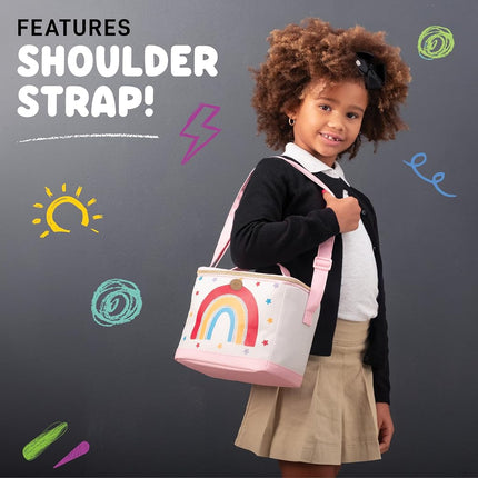 Fiambrera térmica Fit & Fresh para niños y niñas, bolsa de almuerzo con 2 bolsas de aperitivos reutilizables, fiambrera escolar, Cypress Rainbow Star