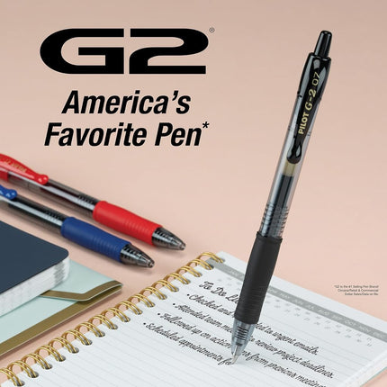 Pilot G2 Retractable Premium Gel Ink Roller Ball Pens, Fine Point, Black Ink, Dozen Box (31020)