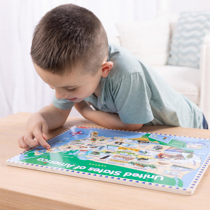 Melissa & Doug Rompecabezas de madera del mapa de EE. UU. (45 pzas.)