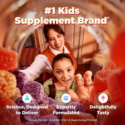 OLLY Kids Immunity Gummy Multivitamin, 25 Day Supply (50 Count), Cherry Berry, Wellmune, Elderberry, Acerola Cherries, Chewable Supplement