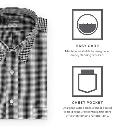 Van Heusen Men's Regular Fit Gingham Button Down Collar Dress Shirt, Amethyst, Medium