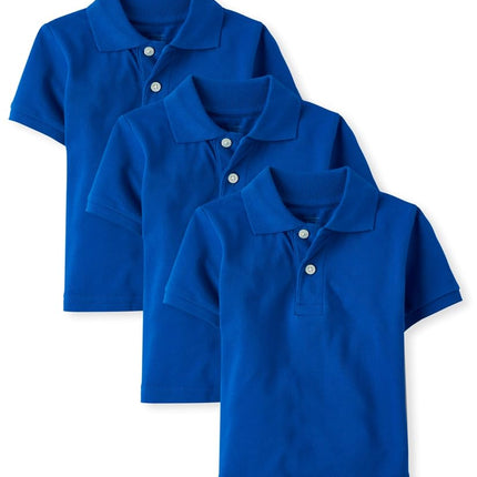 The Children's Place Baby Boys' Multipack Short Sleeve Pique Polos, Renew Blue 3-Pack, 2T