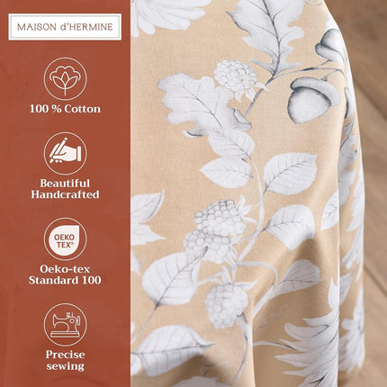 Maison d' Hermine Table Cloth Round Table Reusable 100% Cotton 63" Diameter