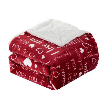 Elegant Comfort Valentines Day Sherpa Fleece Throw Blanket for Couch - Soft and Warm Sherpa Red Heart Blanket Valentine's Day Decor Gifts for Her, 50 x 60 inches, Love You Red Sherpa Throw Blanket