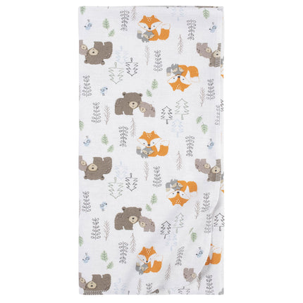 Manta de algodón 100 % de franela para recibir al bebé, para recién nacidos, niños pequeños, de la marca Gerber, color blanco Woodland, paquete de 5 unidades