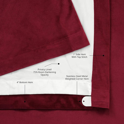 HPD Half Price Drapes Heritage Plush Velvet Curtains 96 Inches Long Room Darkening Curtains for Bedroom & Living Room 50W x 96L, (1 Panel), Cinema Red