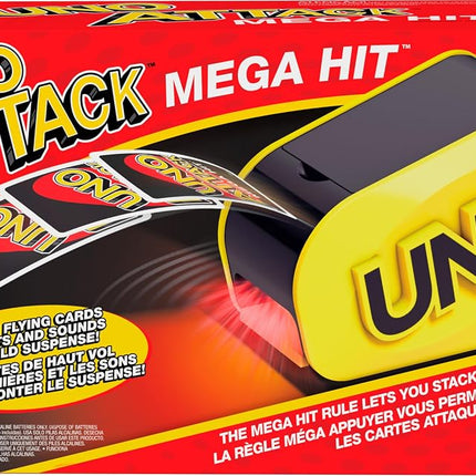Mattel Games Uno Attack Mega Hit Card Game with Random-Action Launcher with Lights & Sounds & 112 Cards, Kid, Teen & Adult Game Night Gift Ages 7 Years & Older