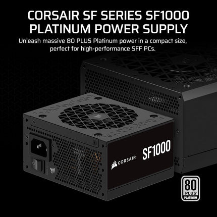 CORSAIR SF1000 1000W 80 PLUS Platinum SFX Power Supply - ATX 3.0 Compliant, PCIe 5.0 Ready, Fully Modular, Low Noise, Black
