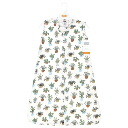 Hudson Baby Unisex Baby Cotton Sleeveless Wearable Sleeping Bag, Sack, Blanket, Plants, 12-18 Months