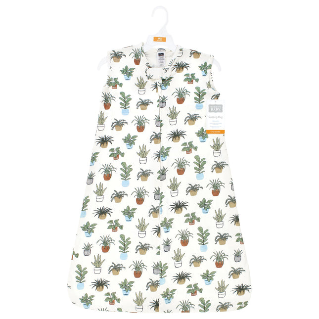 Hudson Baby Unisex Baby Cotton Sleeveless Wearable Sleeping Bag, Sack, Blanket, Plants, 0-6 Months