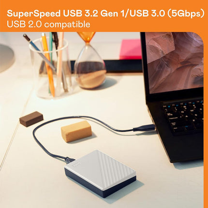 WD Portable HDD USB3.0 White My Passport Encryption Password Protection External Hard Disk, WDBPKJ0050BWT-WESN