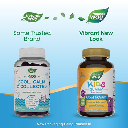Nature's Way Kids Cool, Calm & Collected Gummies for Ages 8 and Over, Grape Flavored, 40 Count