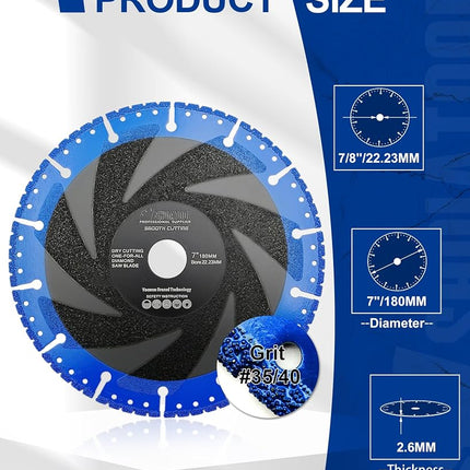 SHDIATOOL Rescue Demolition Diamond Blades for ALL-CUT 7“/180mm Metal Marble Aluminum Pipe Iron Hard Plastic PVC Cut-off Wheel