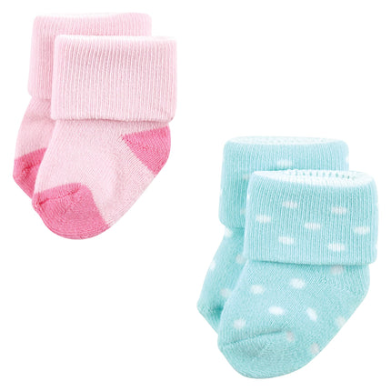 Luvable Friends Unisex Baby Newborn and Baby Terry Socks, Mint Pink Mary Janes 12-pack, Small