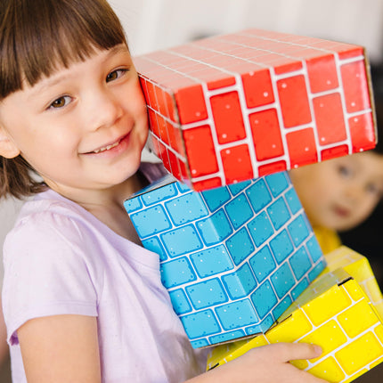 Melissa & Doug Bloques de construcción de cartón extra grueso, tamaño jumbo, 40 bloques en 3 tamaños – Bloques de ladrillo de imitación de cartón extra grueso, tamaño jumbo, para construir