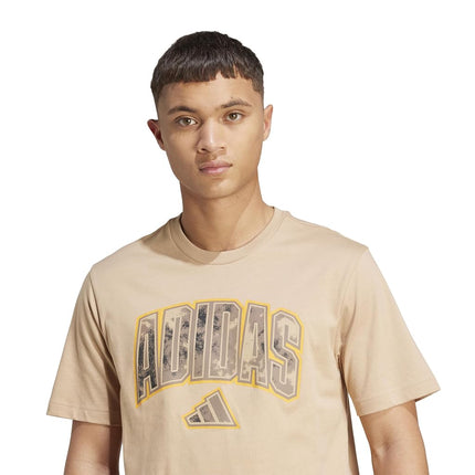 adidas Men's Camouflage Graphic T-Shirt, Warm Sandstone/Script, XL Tall