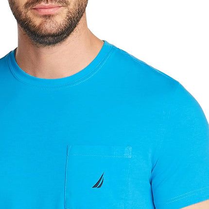 Nautica Men's Solid Crew Neck Short-Sleeve Pocket T-Shirt, Hawaiian Ocean, XL