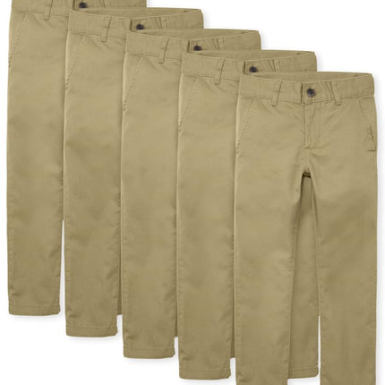 The Children's Place Boys' Skinny Chino Pants, Pack of Five, Flax, 10