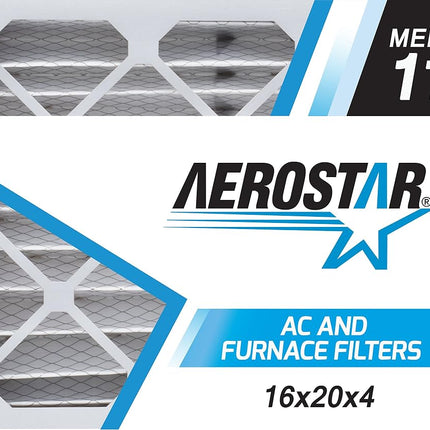 Aerostar Allergen & Pet Dander 16x20x4 MERV 11 Pleated Air Filter, Made in the USA, (Actual Size: 15 1/2"x19 1/2"x3 3/4"), 6-Pack