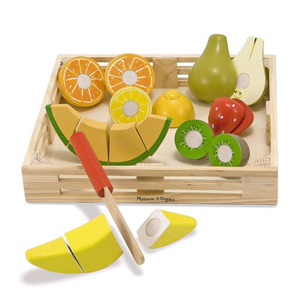 Melissa & Doug Wooden Fruit Toy Cutting Set | Pretend Kitchen Play Kit for Kids | Age 3+