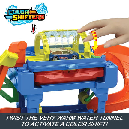 Hot Wheels City Tunnel Twist Car Wash & 1 Color Shifters Toy Car