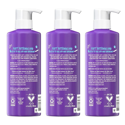 Aussie 3 Minute Miracle Moist Deep Conditioner for Dry Hair, Avocado & Jojoba Oil, Safe for Color Treated Hair, Nourishing Hydration, Silky Shine, Paraben-Free, 16 Fl Oz Each, Triple Pack