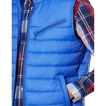 Cole Haan Men's Quilted Puffer Vest with Chest Zip Pocket, Cobalt, S