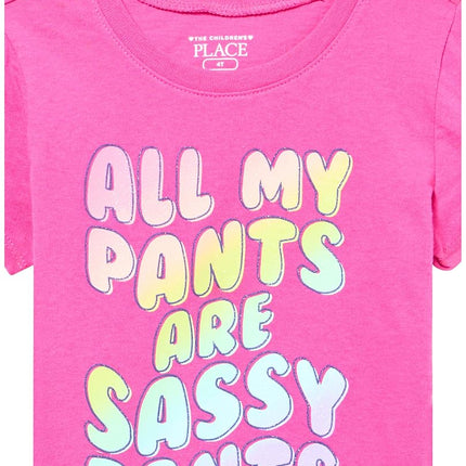 The Children's Place T-shirts graphiques assortis à manches courtes pour bébés filles et tout-petits, lots multiples, Sassy Pants/in Charge, 5T