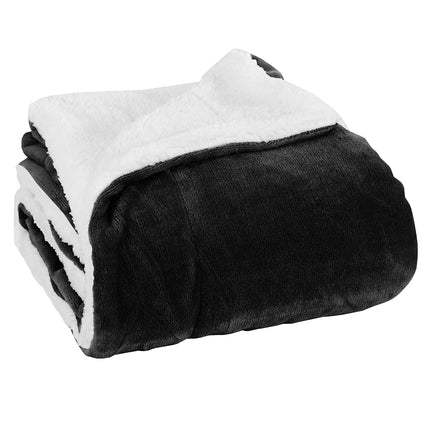 Elegant Comfort Reversible, Solid Sherpa Throw Blanket, All-Season Blanket- Super Soft, Cozy and Plush- Decorative Throw, Perfect for Lounging, 50 x 60 inches, Sherpa Throw Black
