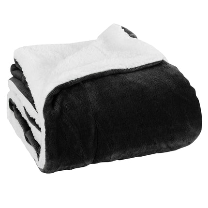 Elegant Comfort Reversible, Solid Sherpa Throw Blanket, All-Season Blanket- Super Soft, Cozy and Plush- Decorative Throw, Perfect for Lounging, 50 x 60 inches, Sherpa Throw Black