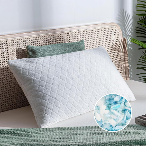 EGOHOME Shredded Memory Foam Pillows, Adjustable Bed Pillows for Side, Back or Stomach Sleepers, Neck Pillows for Sleeping, Queen Size Pillow with Removable Cover (1 Pack, Adjustable)