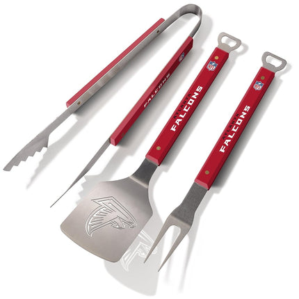 YouTheFan NFL Atlanta Falcons Spirit Series, ensemble de 3 ustensiles de barbecue, acier inoxydable, 22" x 9"