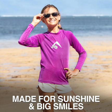 Kanu Surf Keri Rash Guard for Girls' UPF 50+ Sun Protection Long Sleeve Girls' Swim Shirt, Purple, 6