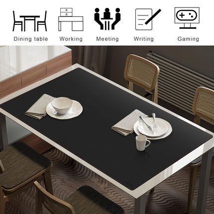 ZORESYN PU Leather Desk Mat Black 130 x 70cm - Large Desk Pad with Non-Slip Base - Waterproof Gaming Mouse Pad Desktop Cover Writing Pad Desk Blotter Protector for Home