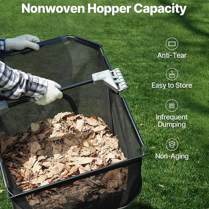 VEVOR Push Lawn Sweeper, 21inch Leaf & Grass Collector, Strong Plastic Wheels & Heavy Duty Thickened Steel Durable to Use with Large Capacity 3.5 cu. ft. Mesh Collection Hopper Bag, 2 Spinning Brushes