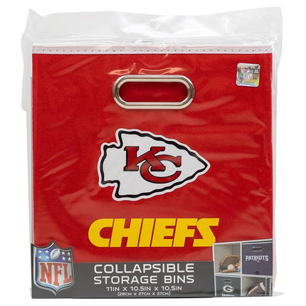 Franklin Sports Kansas City Chiefs NFL Storage Bin - Collapsible Cube Container + Basket - NFL Office, Bedroom + Living Room Décor - Folding Storage Bin for Football Fans - 11"x11"