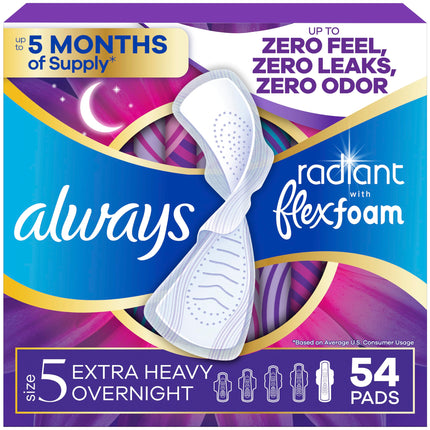 Always Radiant Feminine Pads for Women, Flexfoam P