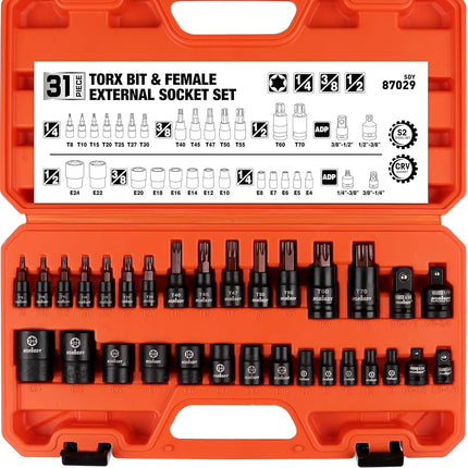 HORUSDY 31-Piece Torx Bit Socket and Female Extern