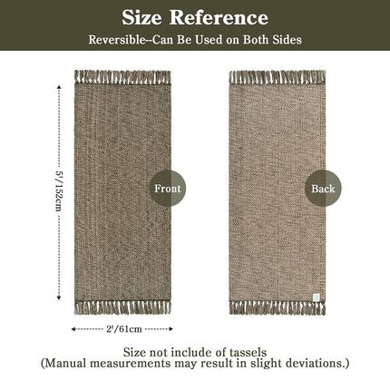 Collive Moss Green Bathroom Runner Rug, 2' x 5' Boho Kitchen Mats