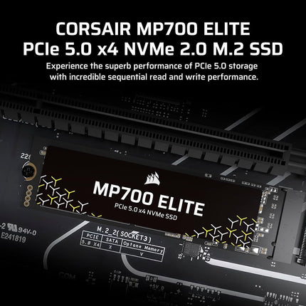 Corsair MP700 ELITE 4TB PCIe 5.0 NVMe M.2 SSD – Up to 9,400 MB/s Read, 8,100 MB/s Write, Gen5 Speed for PC & Laptop – Black