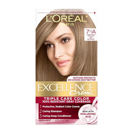 L'Oréal Paris Excellence Créme Permanent Hair Color, 7.5A Medium Ash Blonde
