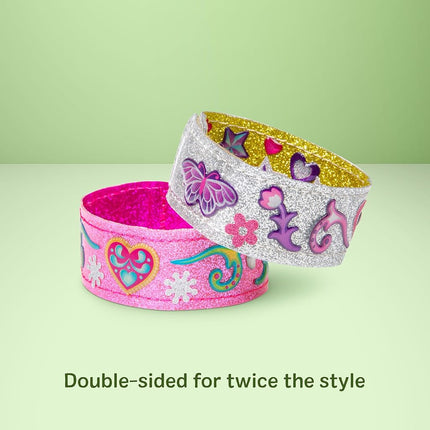Melissa & Doug Design-Your-Own Bracelets with 100+ Sparkle Gem and Glitter Stickers Kids Snap Bracelets, Kids Stickers, Jewellery Crafts for Ages 4+
