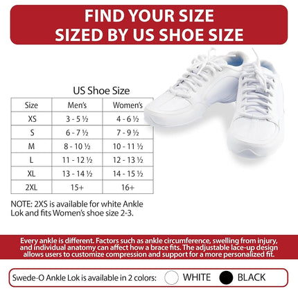 Swede-O Ankle Lok Support with Knit Tongue, Exclusive Lacing System Keeps Brace Tighter Longer, Side Stabilizers Provide Additional Ankle Support, Large, White