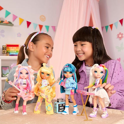 Rainbow High Junior High Rock Band - Sunny, Yellow - 23cm Fashion Doll with a Guitar, Customise with Stickers, Posable, Cute Toys for Children Ages 4+
