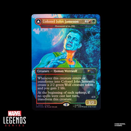 Marvel Legends Series Magic: The Gathering Man-Wolf, Spider-Man Action Figure plus Exclusive Foil Trading Card, Blue and Red